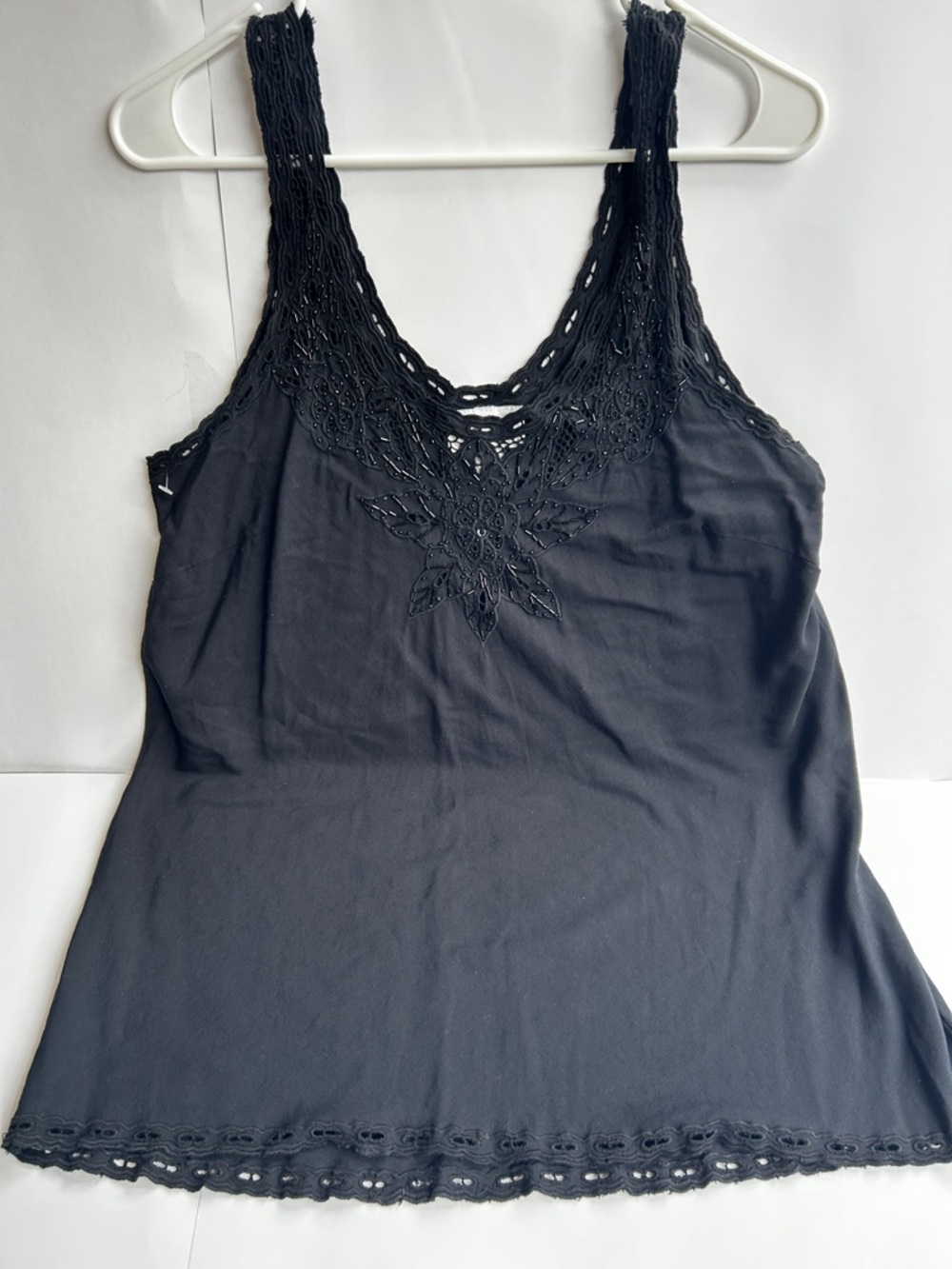Soft Surroundings Black Lace-Trim Camisole